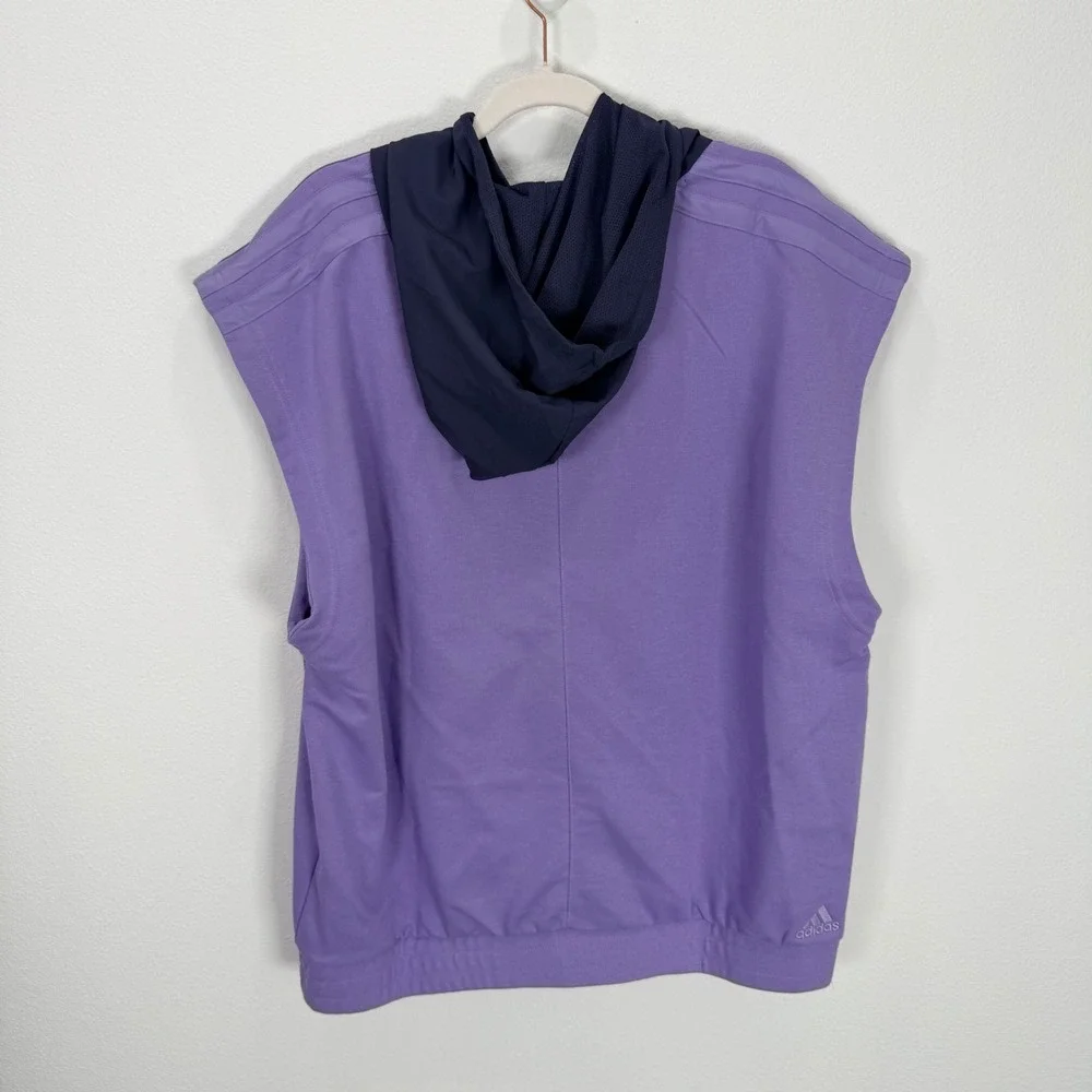Adidas Mens Purple Sleeveless Basketball Hoodie Sweatshirt Large Magic Lilac